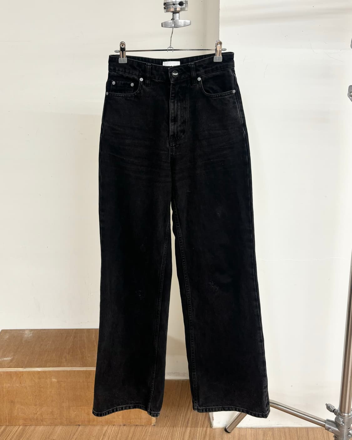 가니 블랙 와이드 레그 청 팬츠 상품이미지1