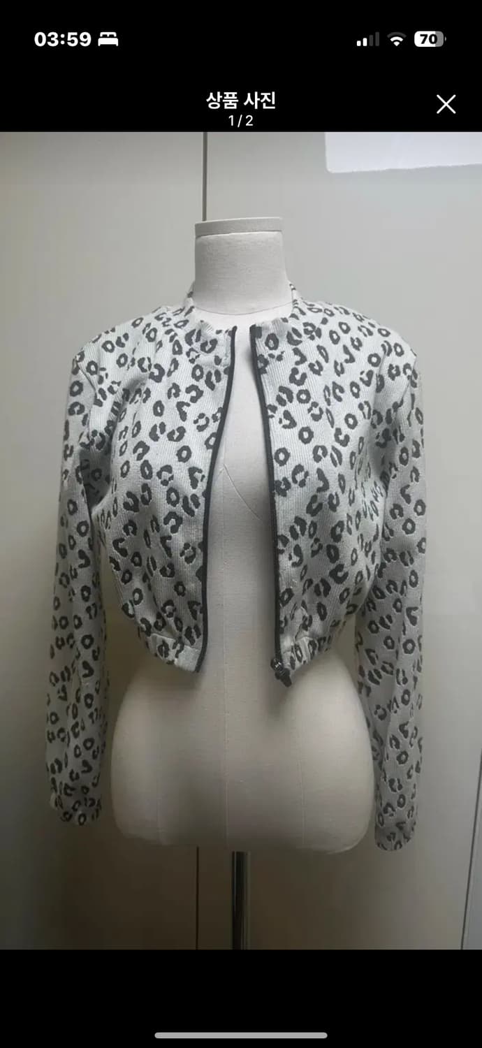 레오파드 크롭 니트 가디건 상품이미지1