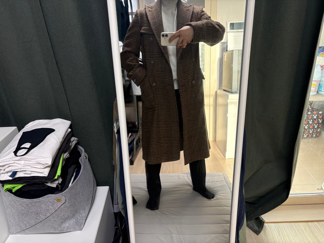 폴로 랄프로렌 글렌체크 더블 코트 S 상품이미지8