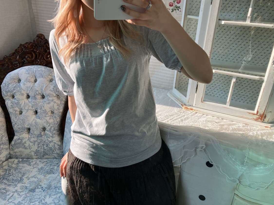 Set)하구미 꽃무늬 프릴 원피스 + 모리 그레이 티셔츠 상품이미지6