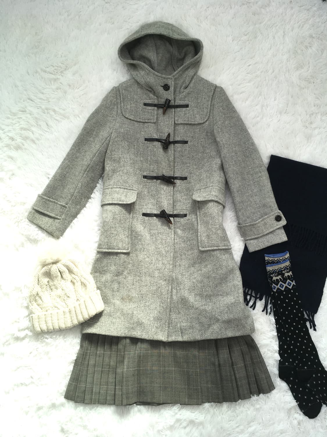 일본빈티지 그레이 떡볶이 후드 코트 상품이미지1