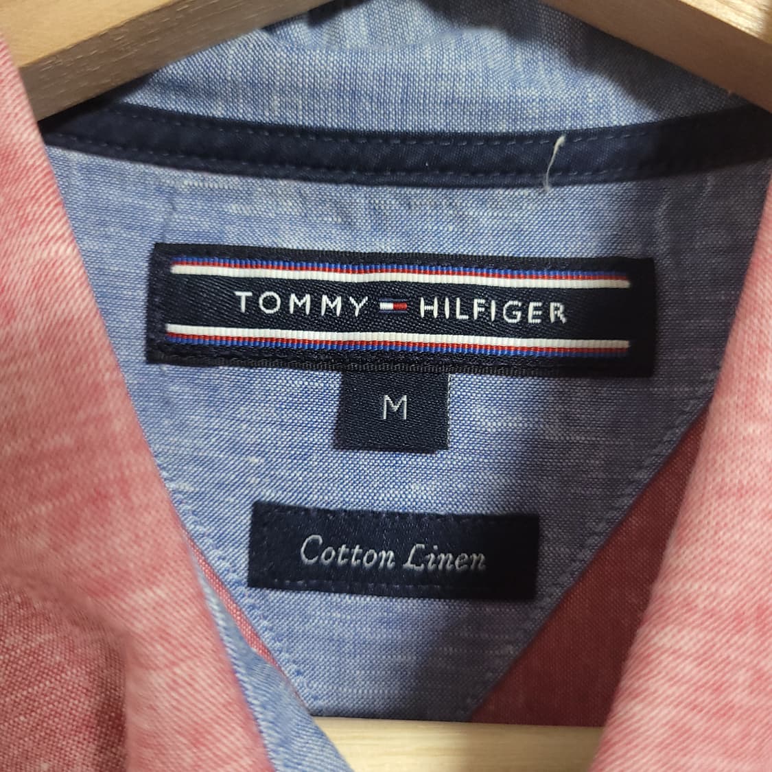 (M) 타미힐피거 딥핑크 긴팔 셔츠 남방 면마혼방 상품이미지2