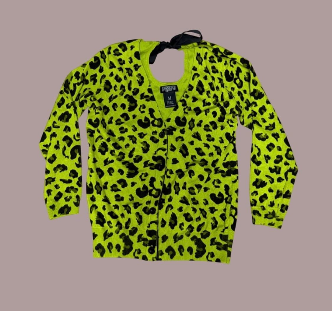 네온그린 치타 가디건 상품이미지1