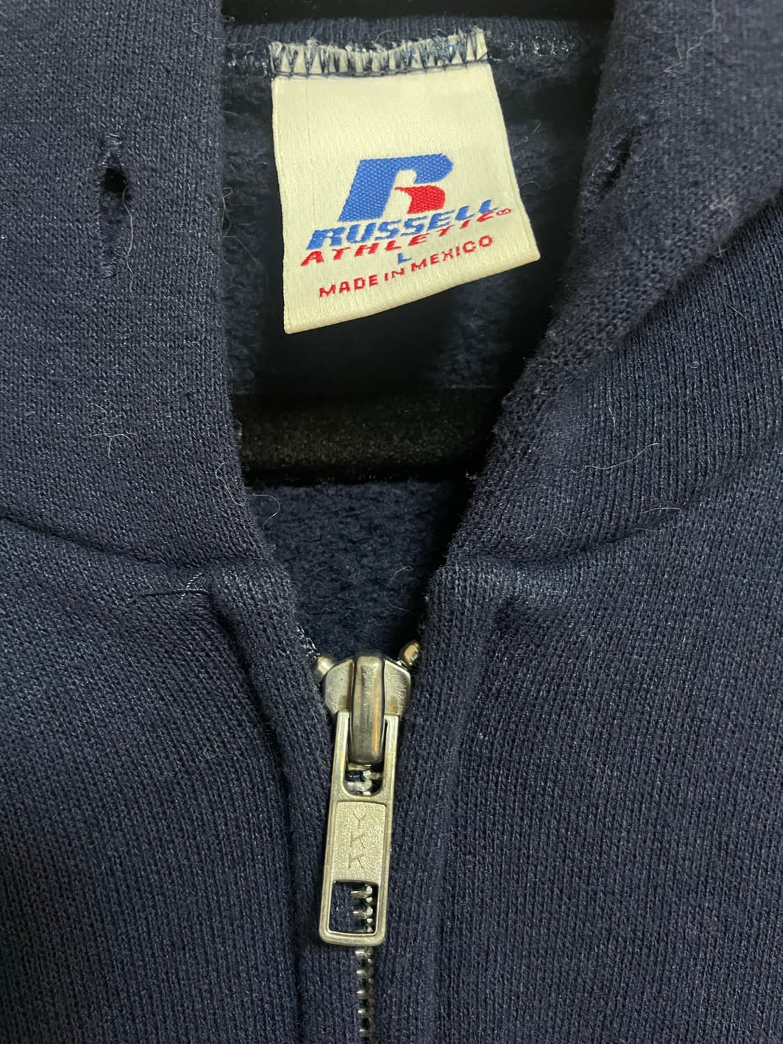 90s-00s 빈티지 러셀 후드집업 네이비 라지 L 상품이미지4