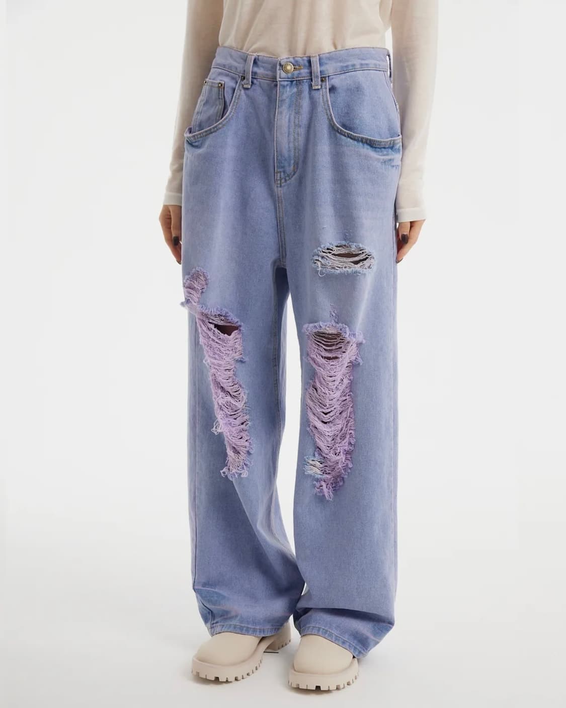 Wide destroyed dying denim pants 상품이미지1