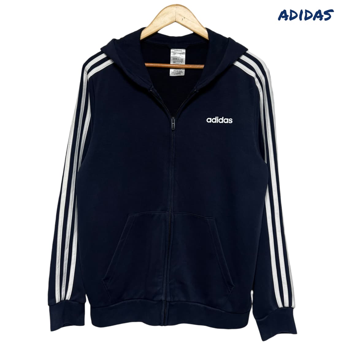 3857 아디다스 네이비 삼선 후드집업 상품이미지1