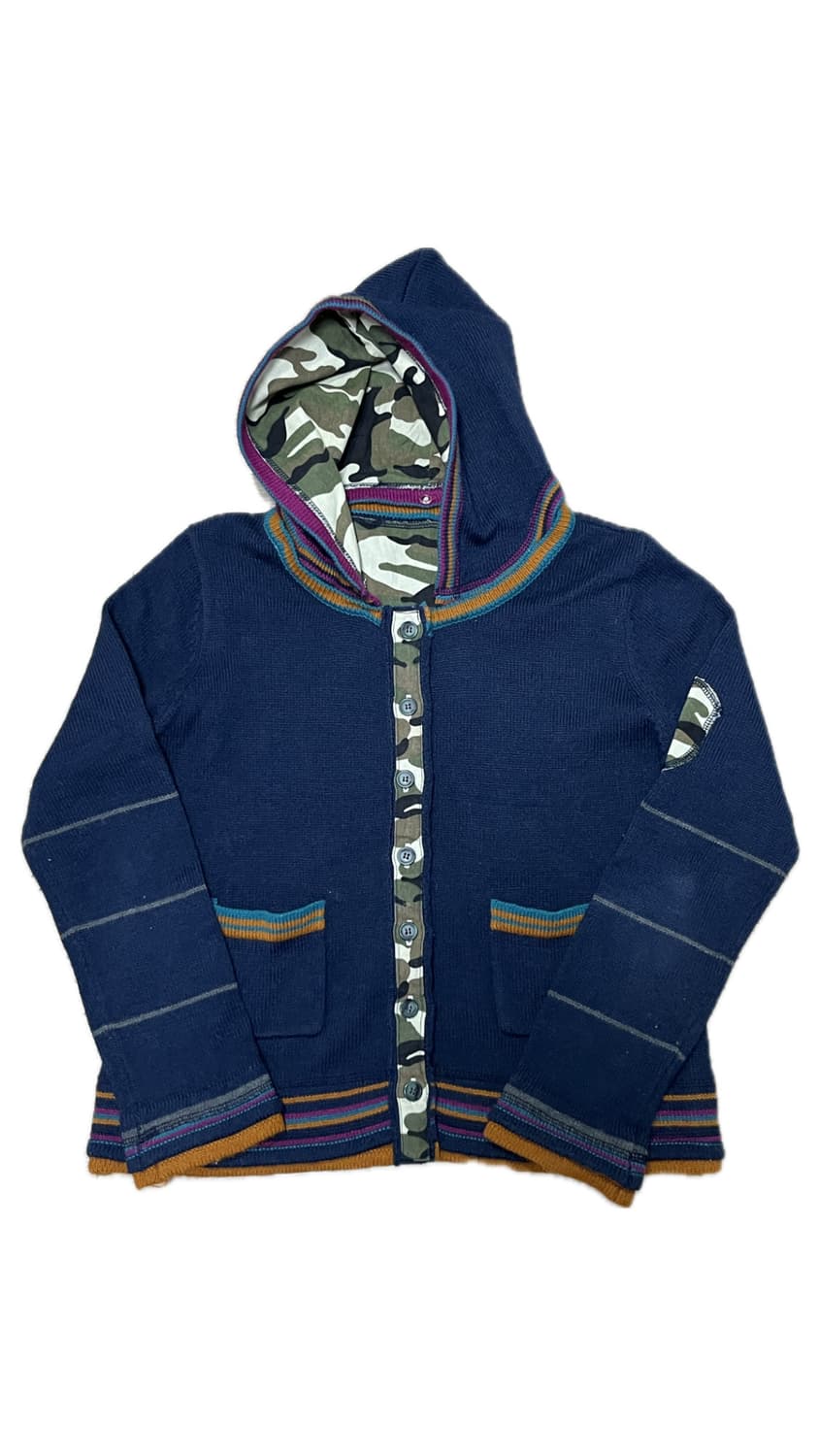 에스닉 카모 후드 니트 가디건 상품이미지6