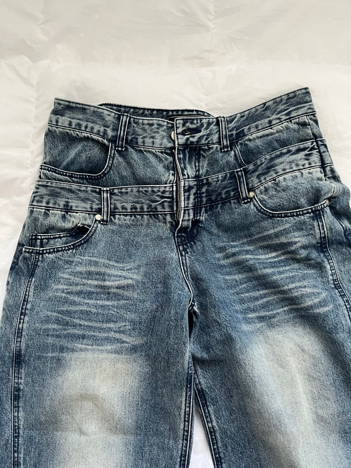 Layer  curve denim pants 상품이미지2