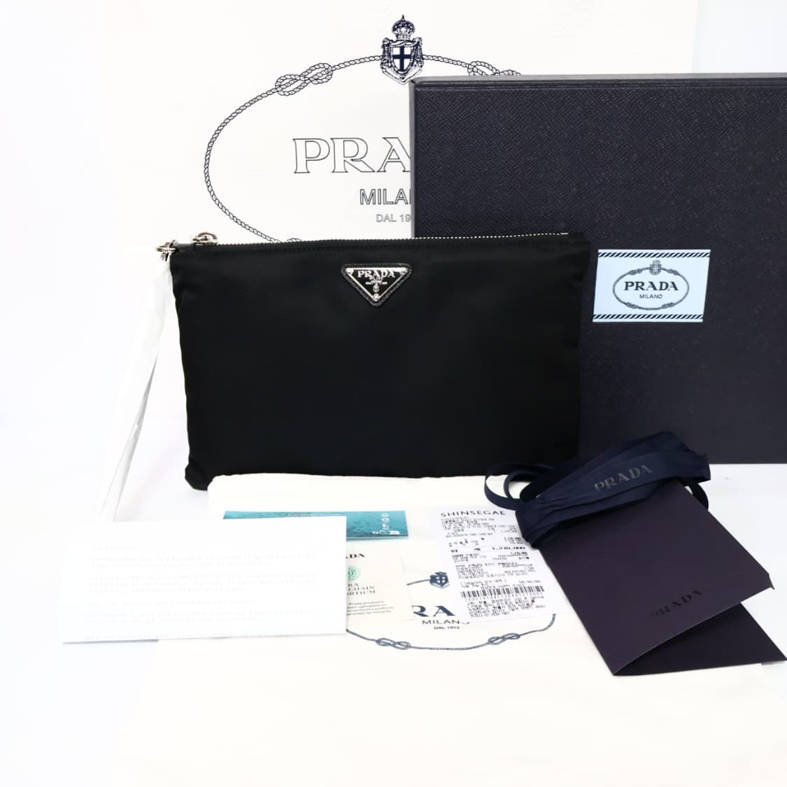 프라다 리나일론 사피아노 블랙 파우치 클러치 2NH006 새상품 상품이미지8
