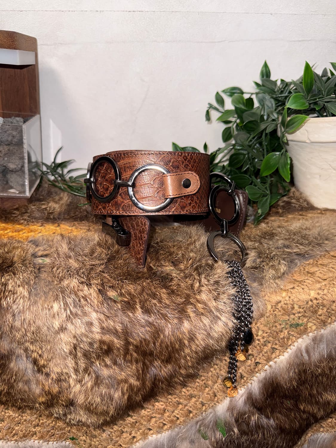 Renoma brown python ring chain belt 상품이미지1