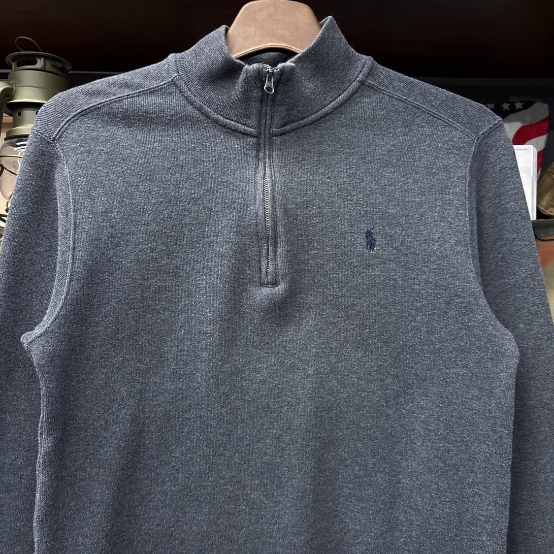 신형라벨 폴로 랄프로렌 리브넥 코튼 하프집업 니트 스웨터 차콜 N987 상품이미지3
