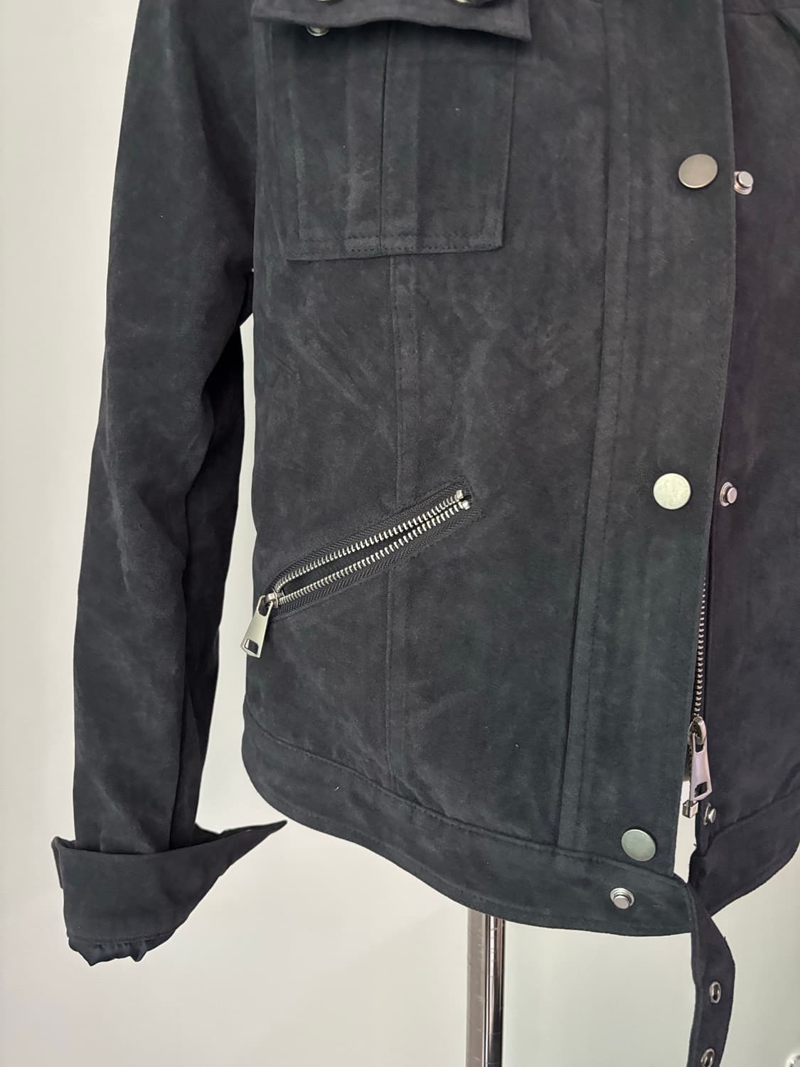 빈티지 차콜 스웨이드 벨벳 바이크 자켓 상품이미지4