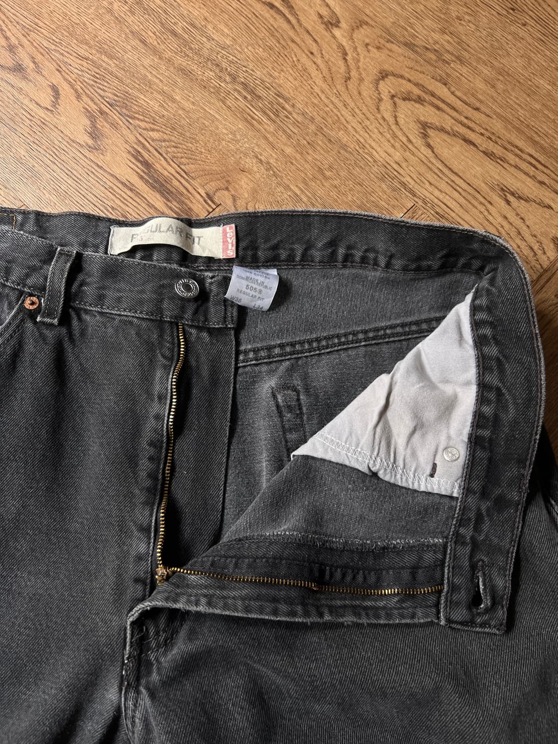 [36]00's 리바이스 505 빈티지 워싱 흑청 데님 팬츠 상품이미지3