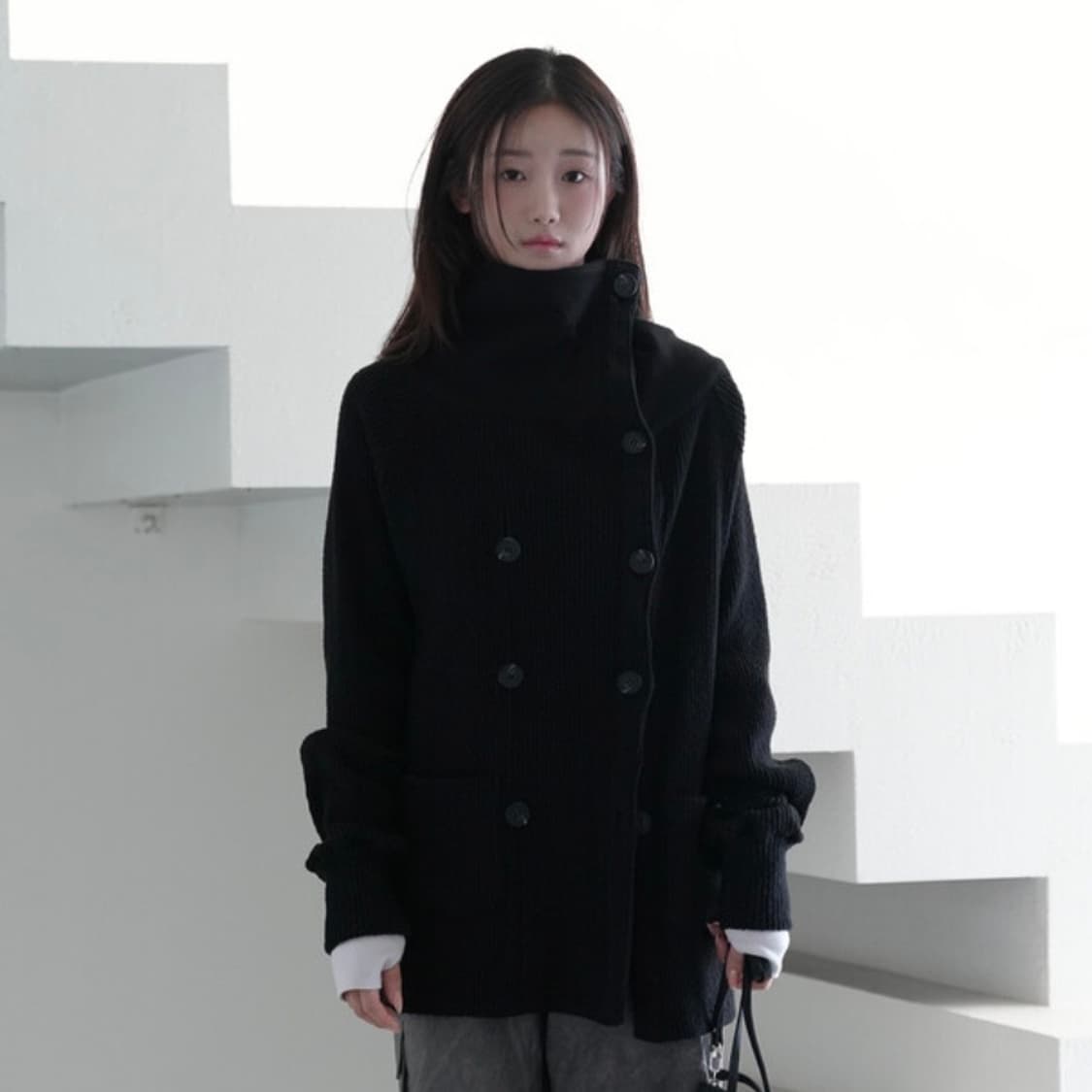 인앤양인하모니 Double button Cardigan (Black) 상품이미지1