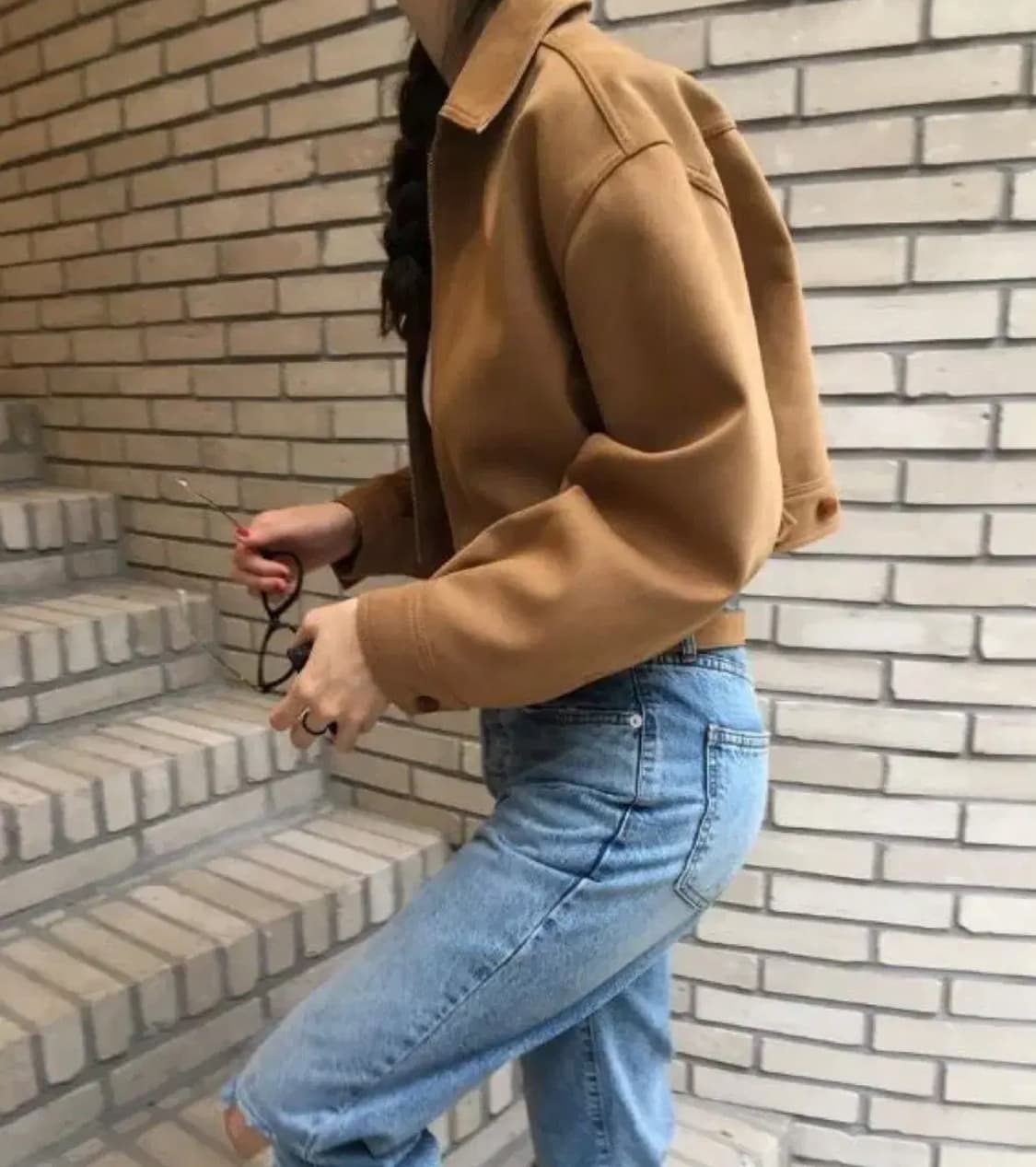런던플랏 위드아웃썸머 스웨이드 브라운 크롭 자켓 상품이미지2