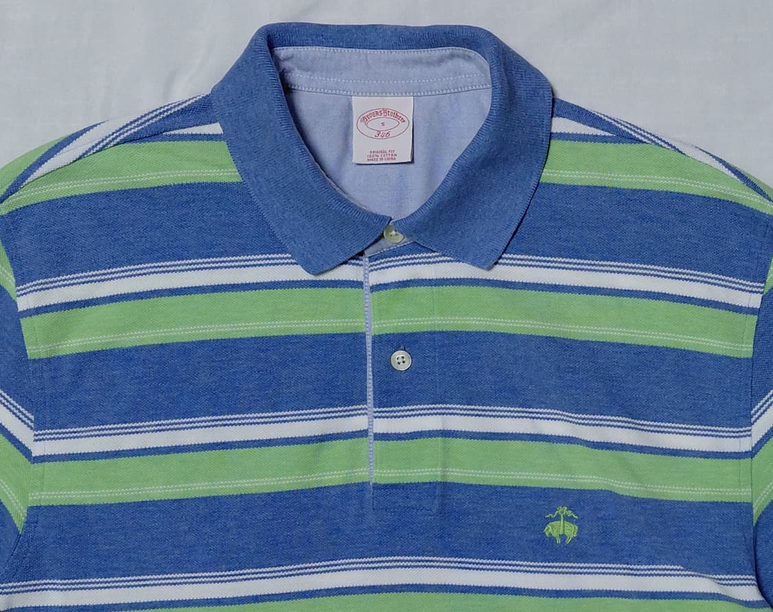 [S] 브룩스 브라더스 346 스트라이프 폴로 셔츠 (블루/그린) 상품이미지2
