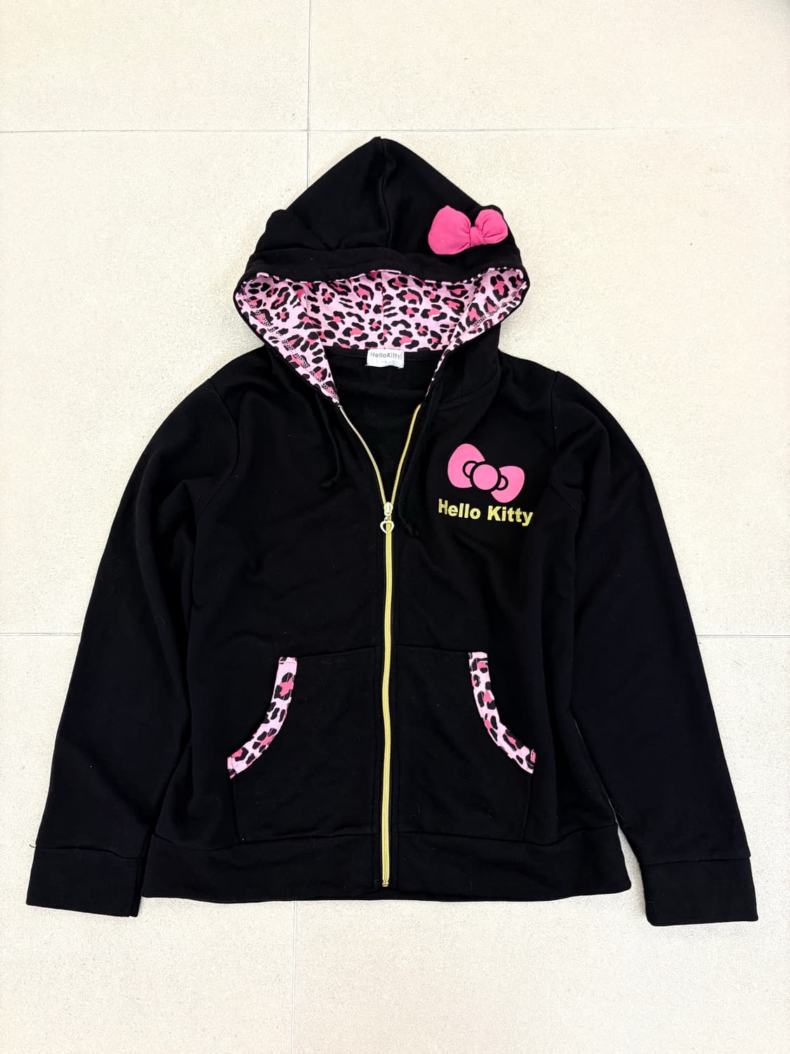 핑크 호피 키티 후드집업 상품이미지1