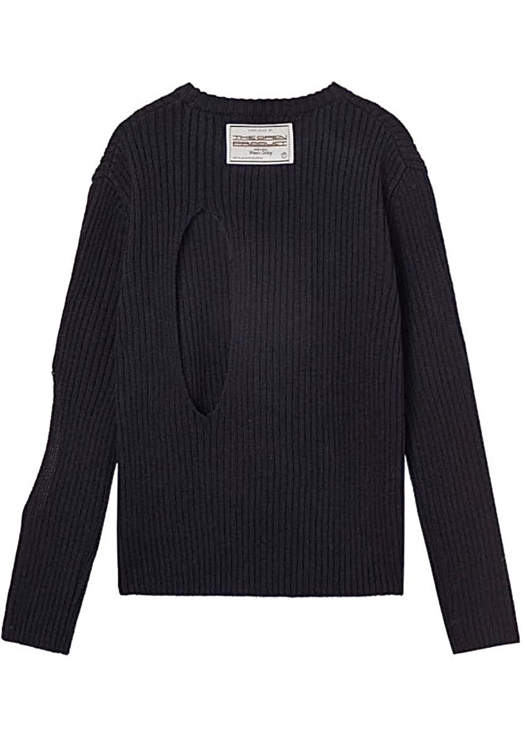 더오픈 프로덕트 YY 컷아웃 니트 스웨터 구멍 홀 디테일 네이비 남색 상품이미지6