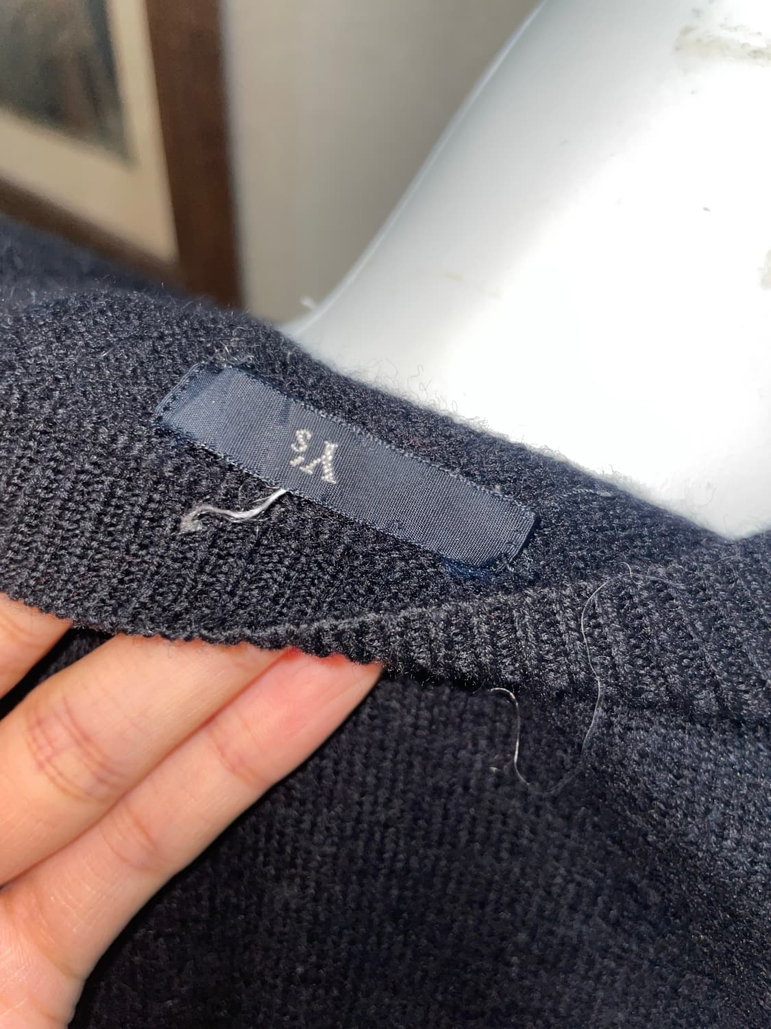 Y’s 요지 반반 패턴 브이넥 니트 상품이미지4