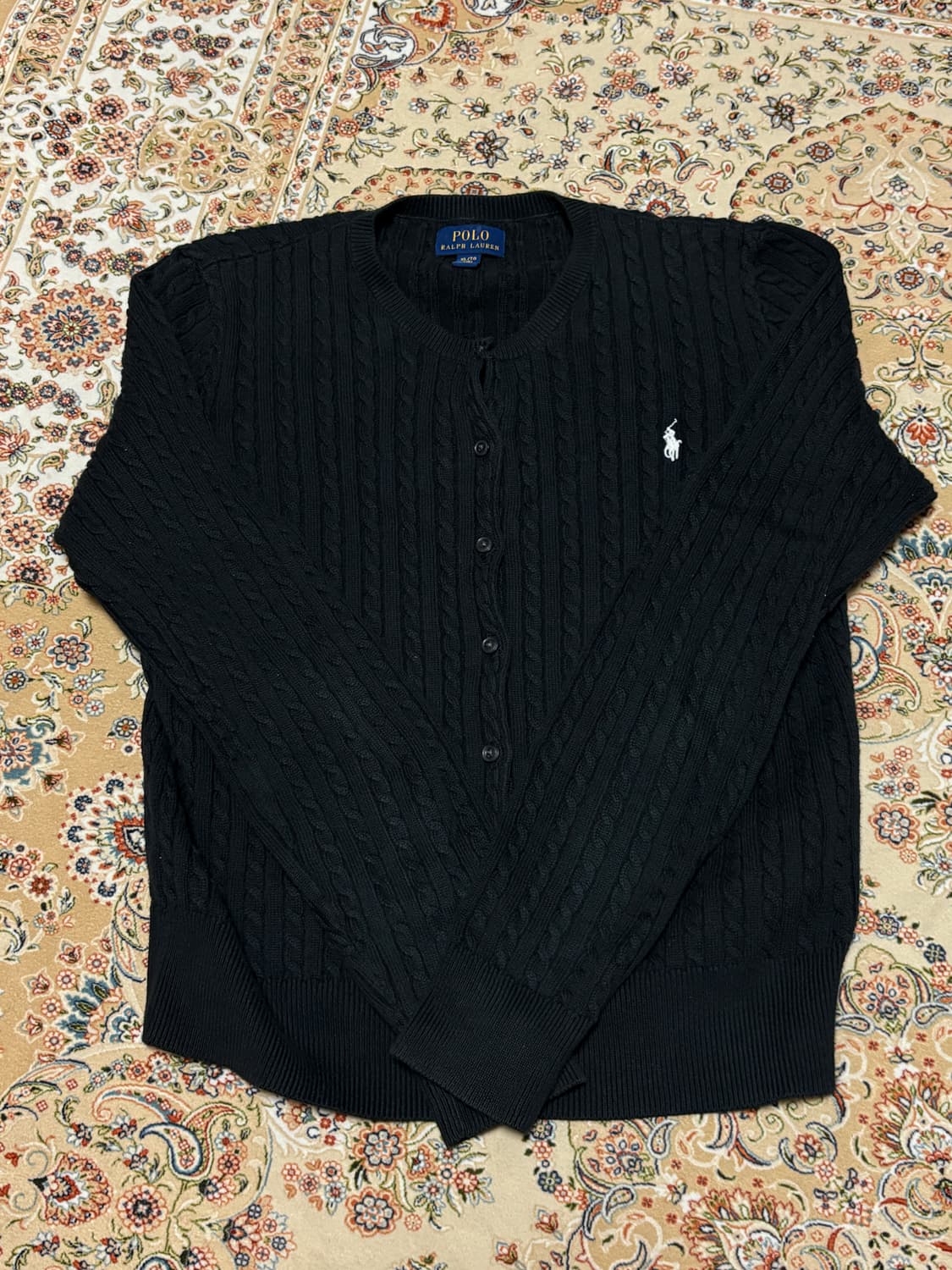 폴로 걸즈 꽈배기 가디건 블랙 상품이미지1