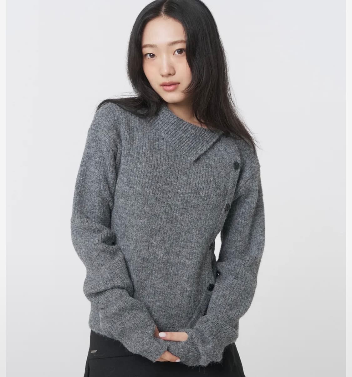 미세키서울 Side button knit GREY 상품이미지1