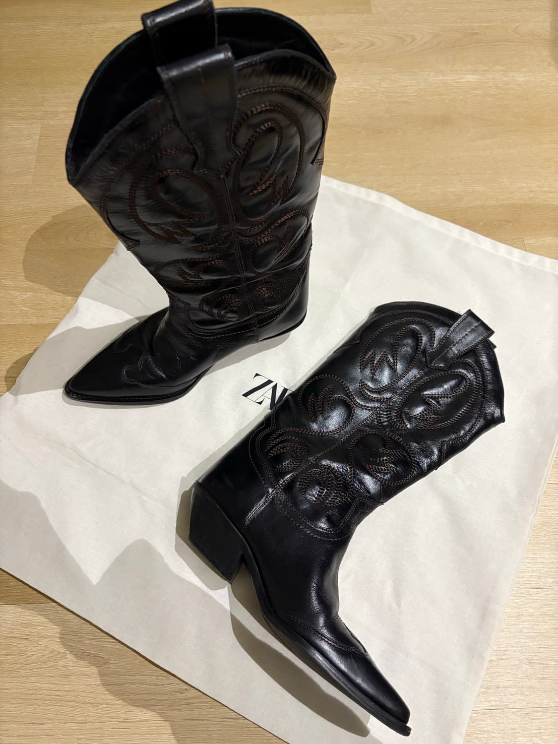 자라 디테일 카우보이 웨스턴 리얼 레더 부츠 상품이미지2