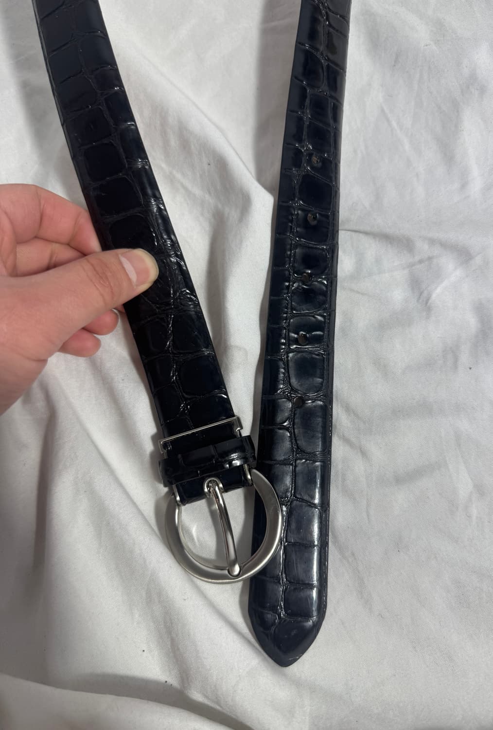 빈티지 크로커다일 레더 벨트 상품이미지3