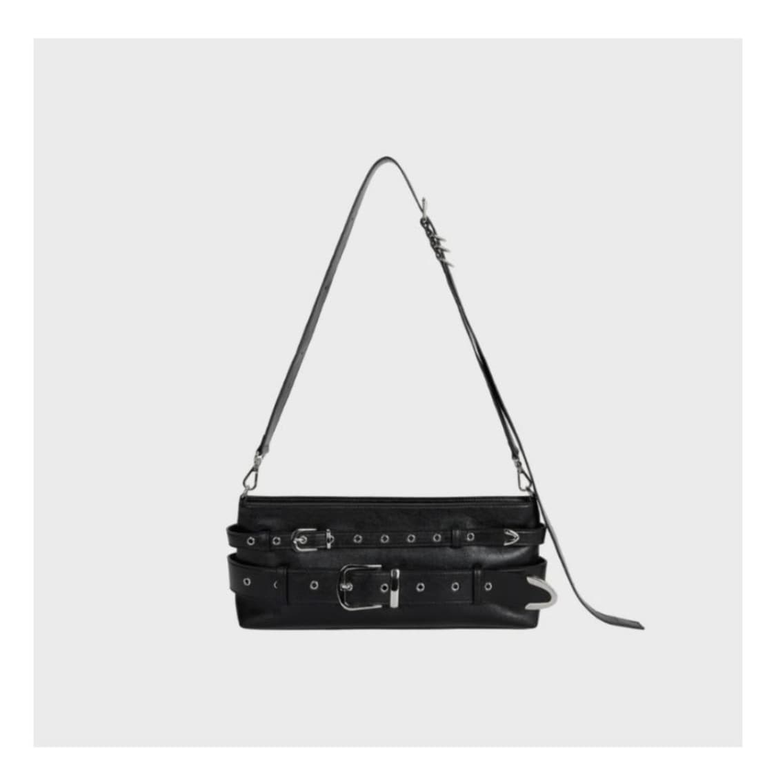 트리밍버드 멀티 벨티드 숄더백 블랙 상품이미지1