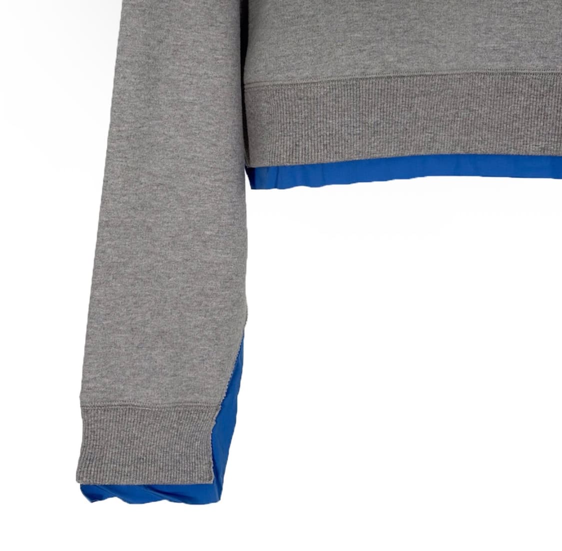 [S] 미우미우 포플린 셔츠 레이어드 카라 맨투맨 스웻 티셔츠 그레이 상품이미지6