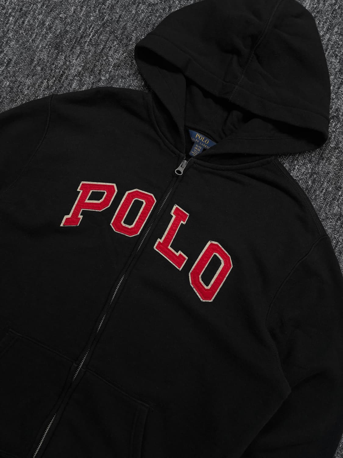 폴로 로고 블랙 후드집업 상품이미지4