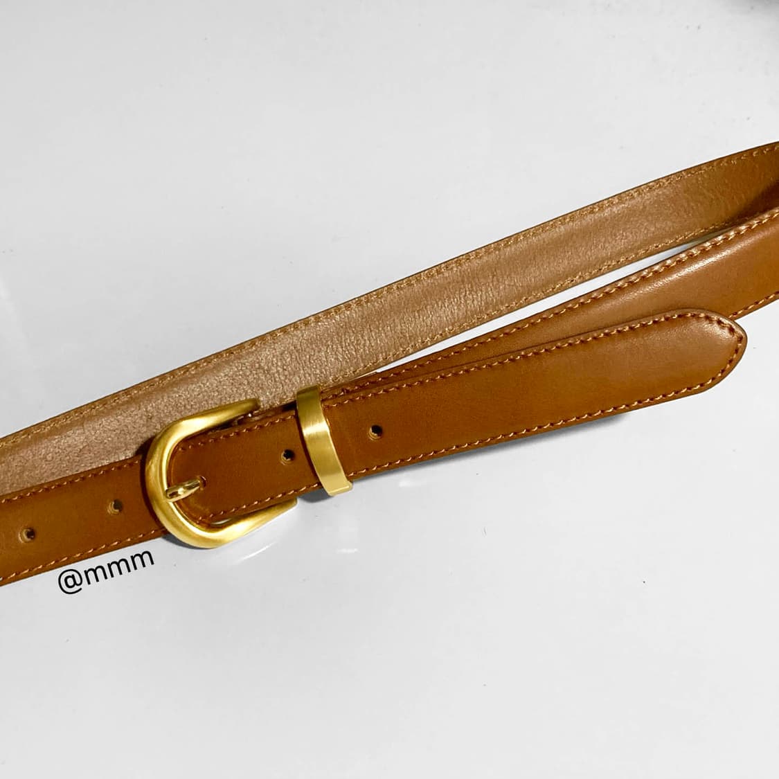 [Unisex]골드링 이태리 가죽 벨트 카멜 상품이미지5