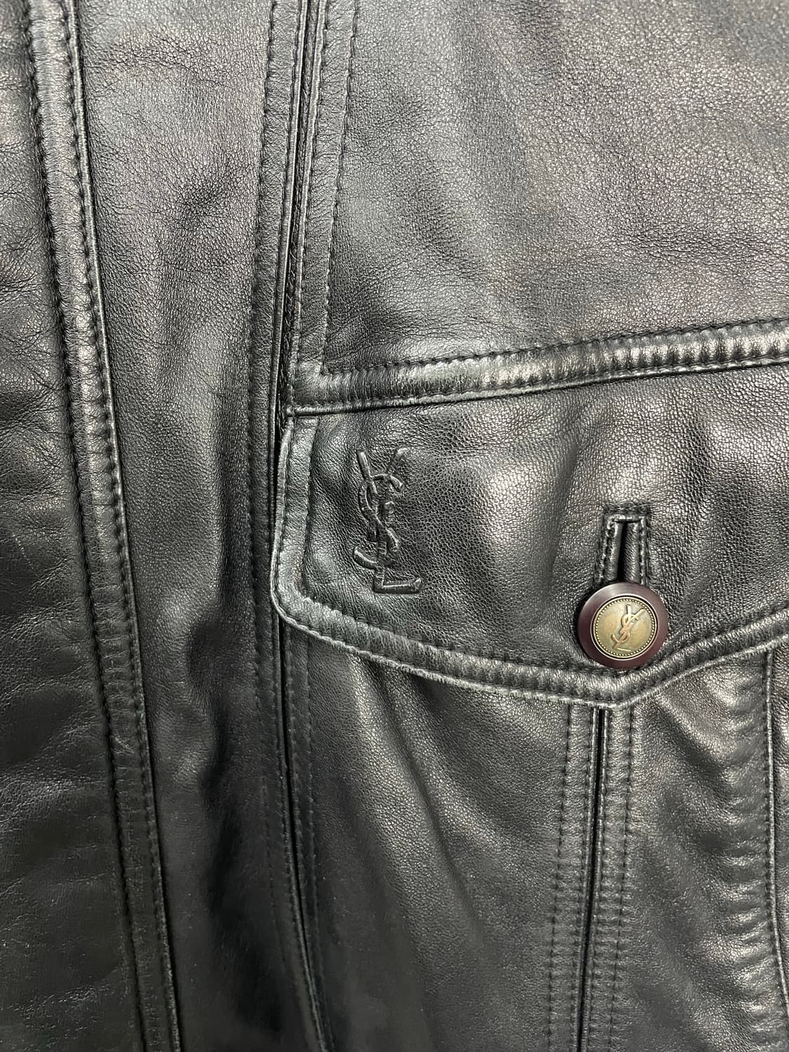 입생로랑 블랙 가죽 무스탕 자켓 H1399 상품이미지3