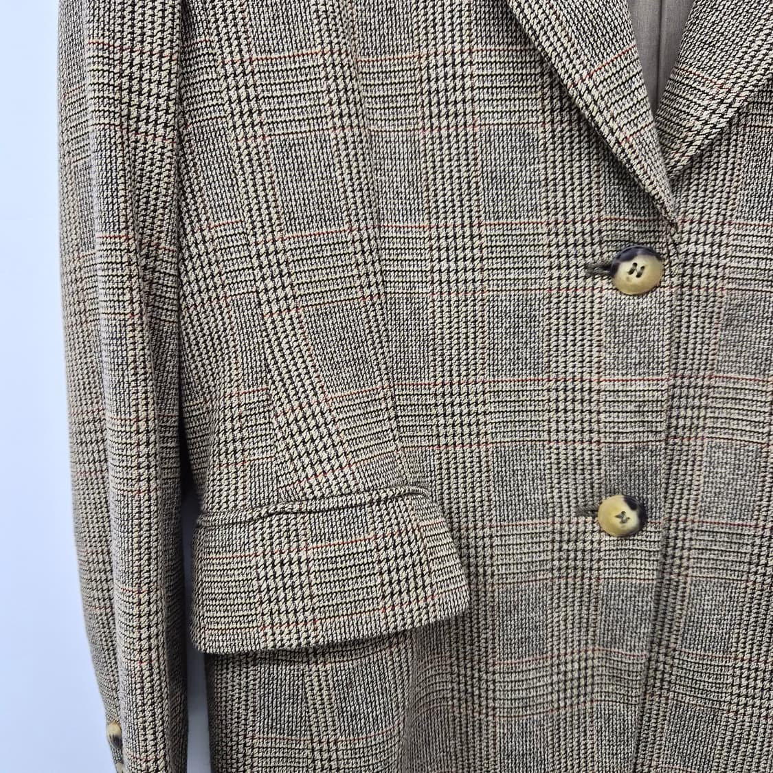 로로피아나 체크 패턴 브라운 자켓 남성 L 상품이미지2