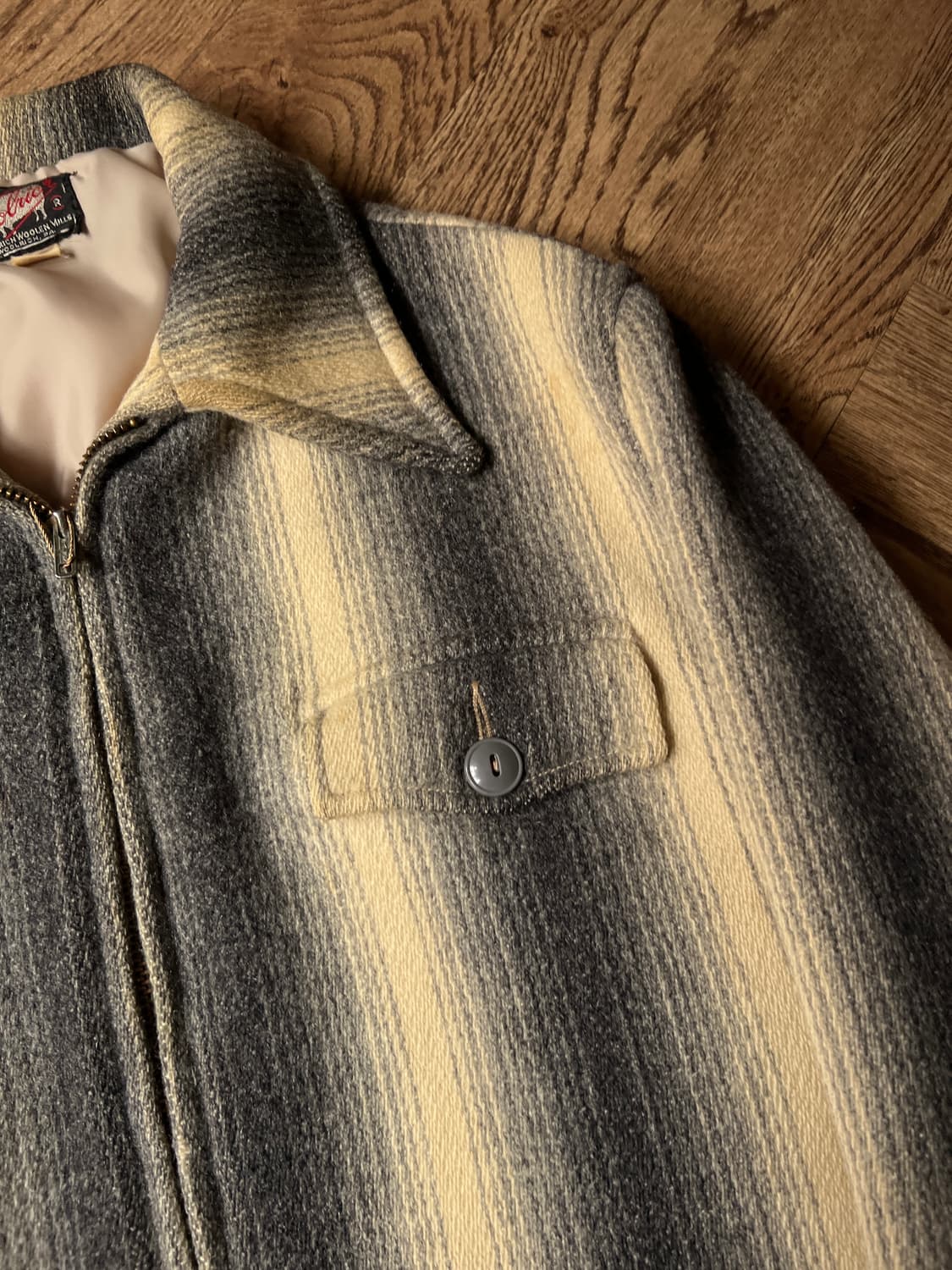 [42]50's 울리치 USA 빈티지 매키노 울 스트라이프 크루저 자켓 상품이미지3