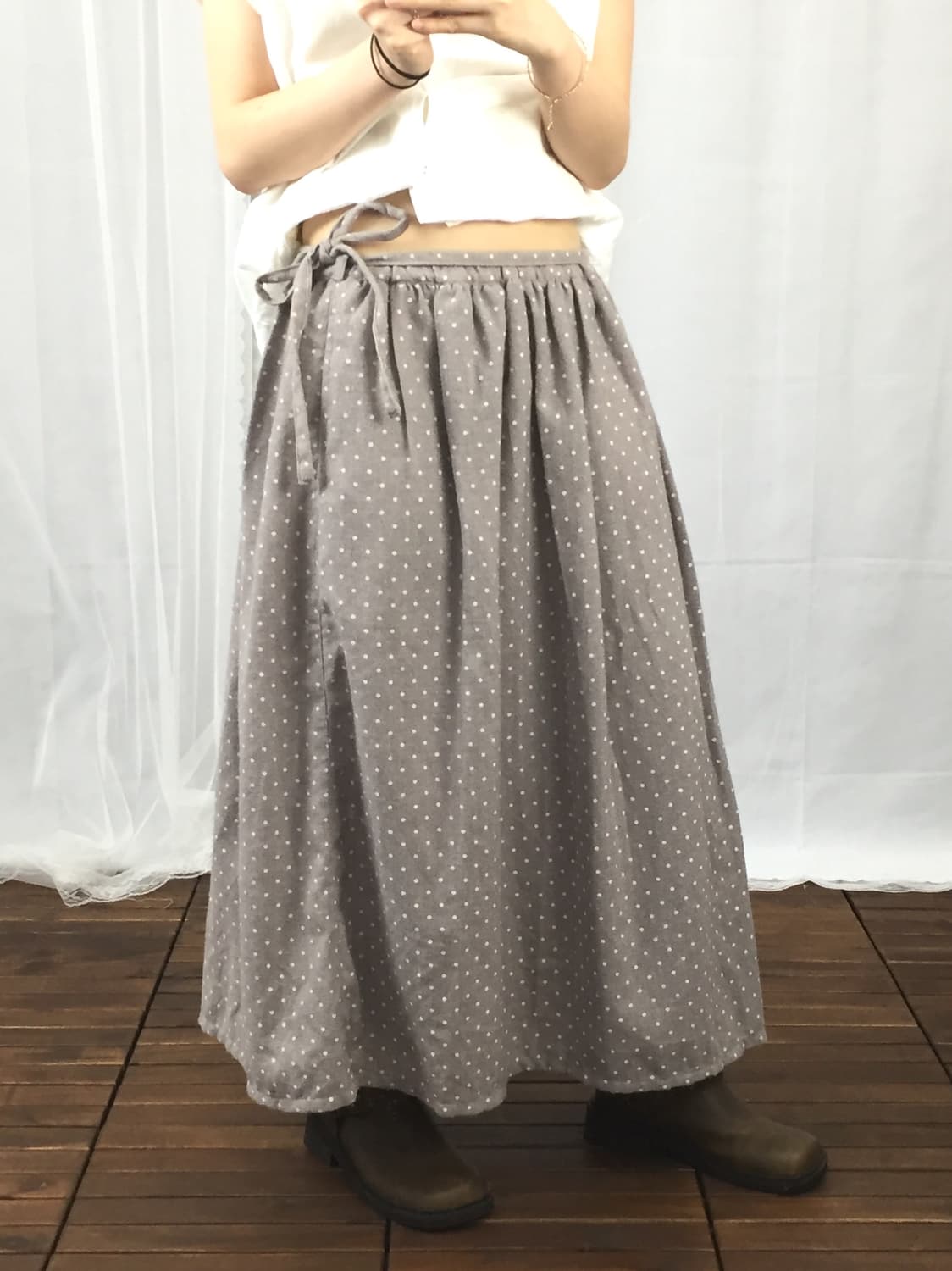 SM2 Gray Polka Dot Long Skirt 상품이미지1