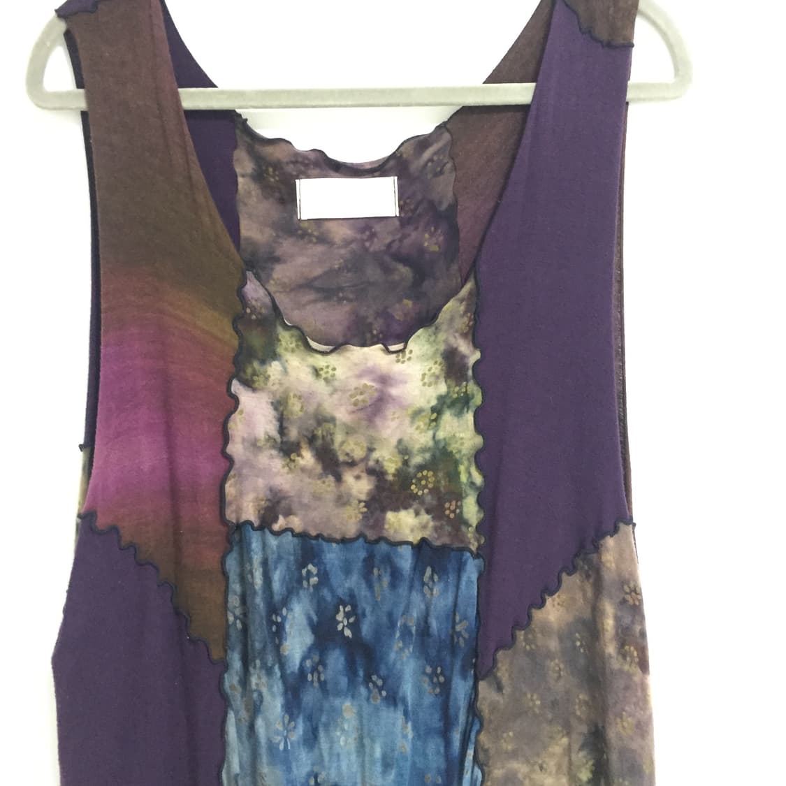 빈티지 자주색 패치워크 레이어드 나시 원피스 상품이미지3