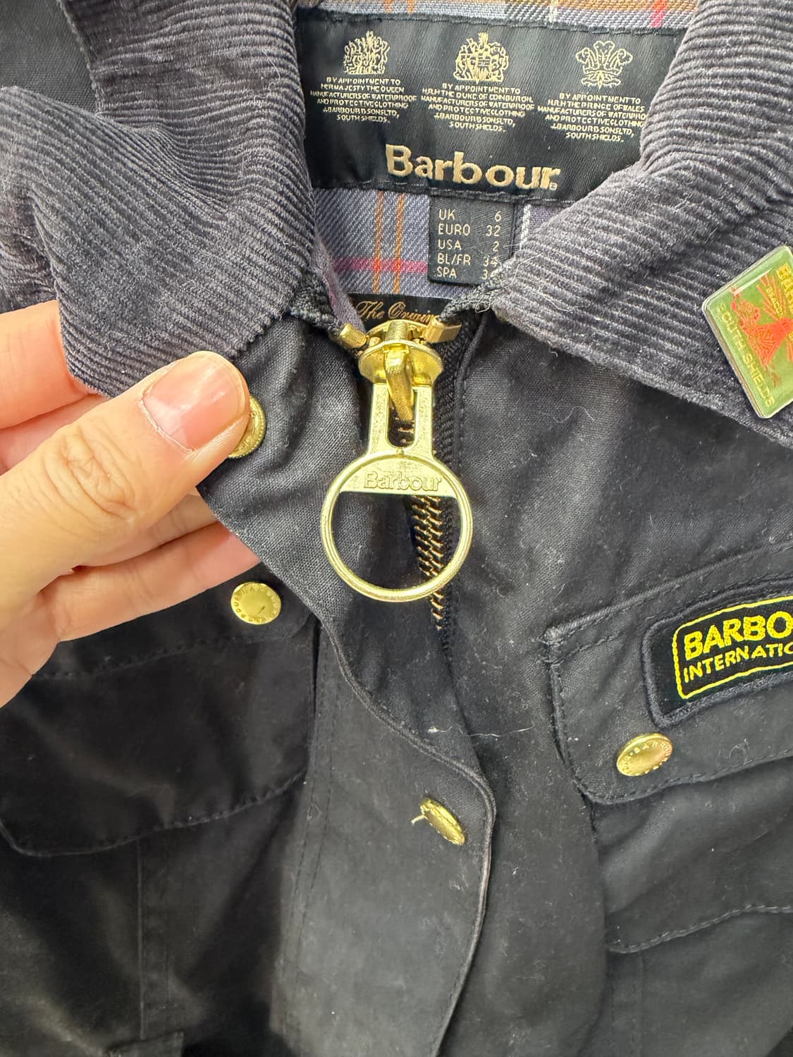 정품) 바버 인터내셔널 새제품급 왁싱 블랙 자켓 XS 상품이미지5