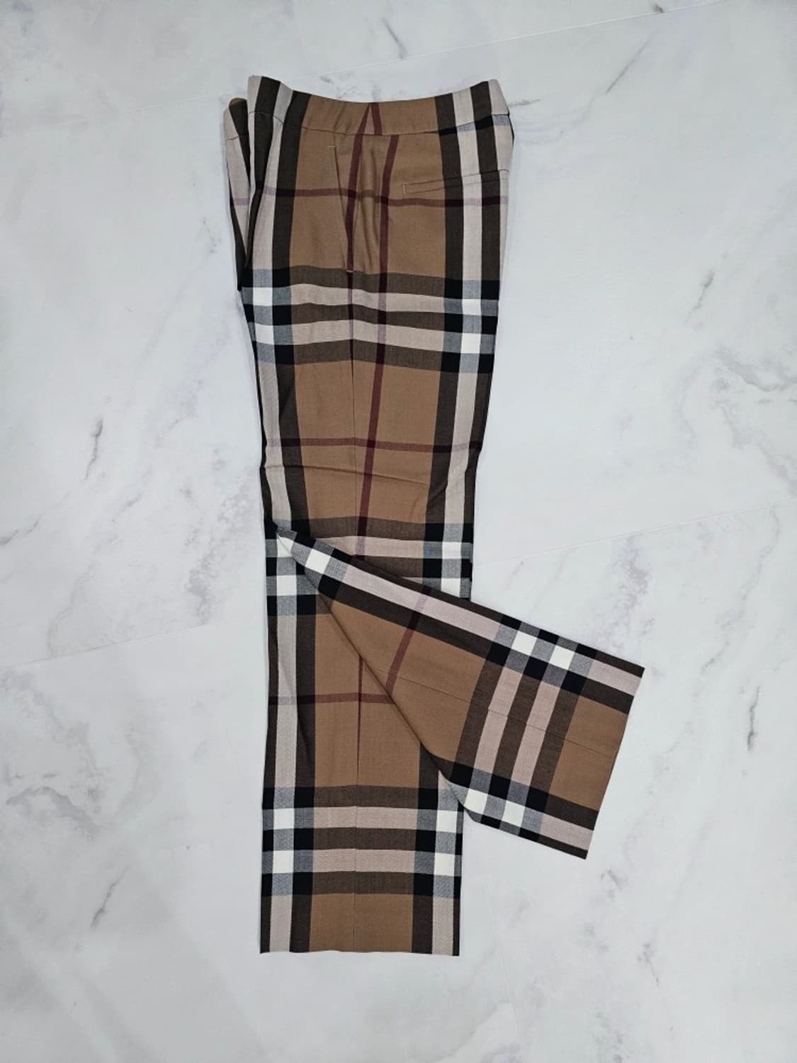 정품 Burberry 버버리 체크 울 팬츠 여성 34 상품이미지4