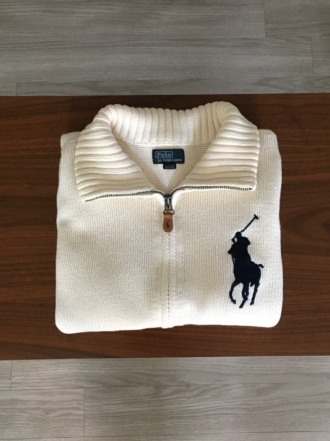 폴로 빅포니 니트집업 아이보리 상품이미지1