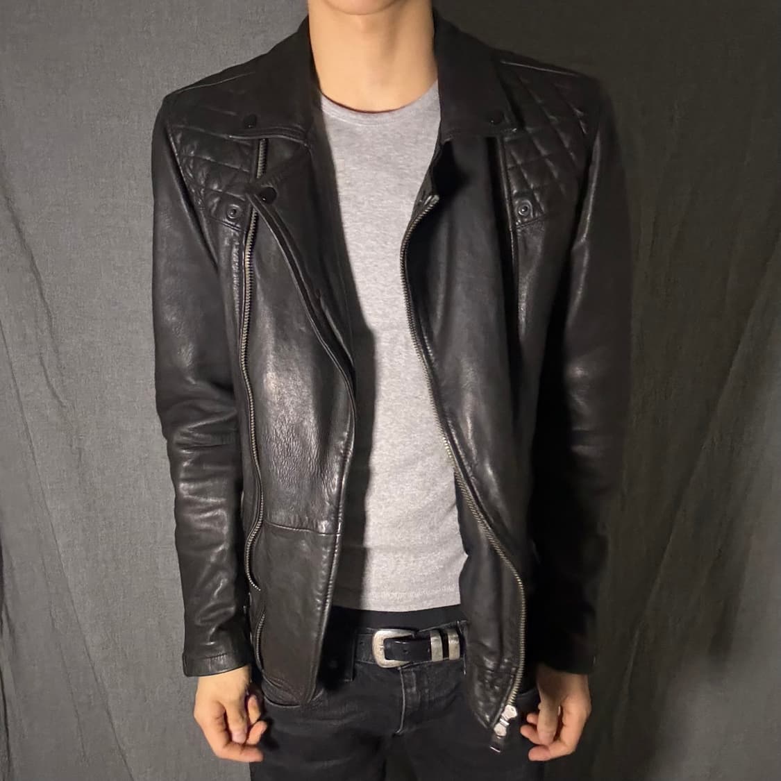 lamb skin quilting leather jacket 상품이미지5