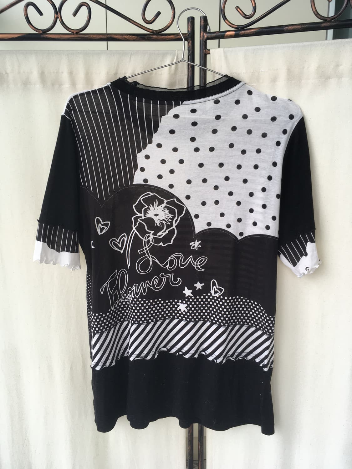 일본빈티지 도트 스트라이프 괴짜 프린팅 블라우스 상품이미지6