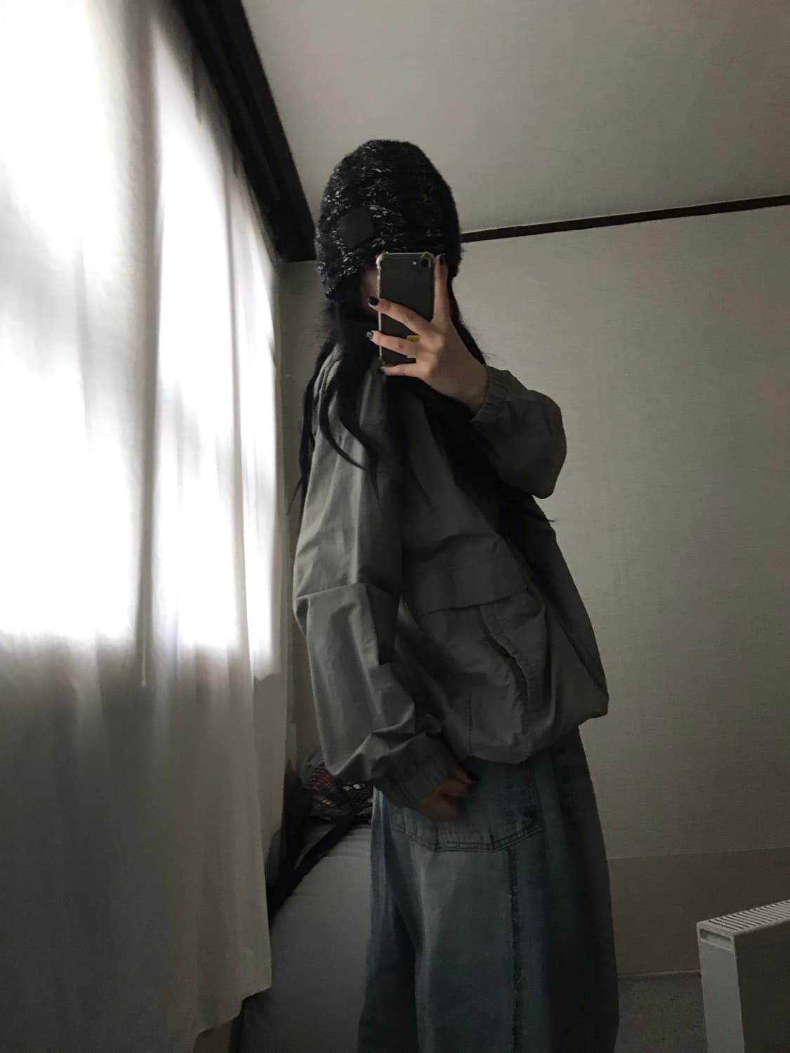 노페 카키 바람막이 고프코어 반집업 상품이미지5