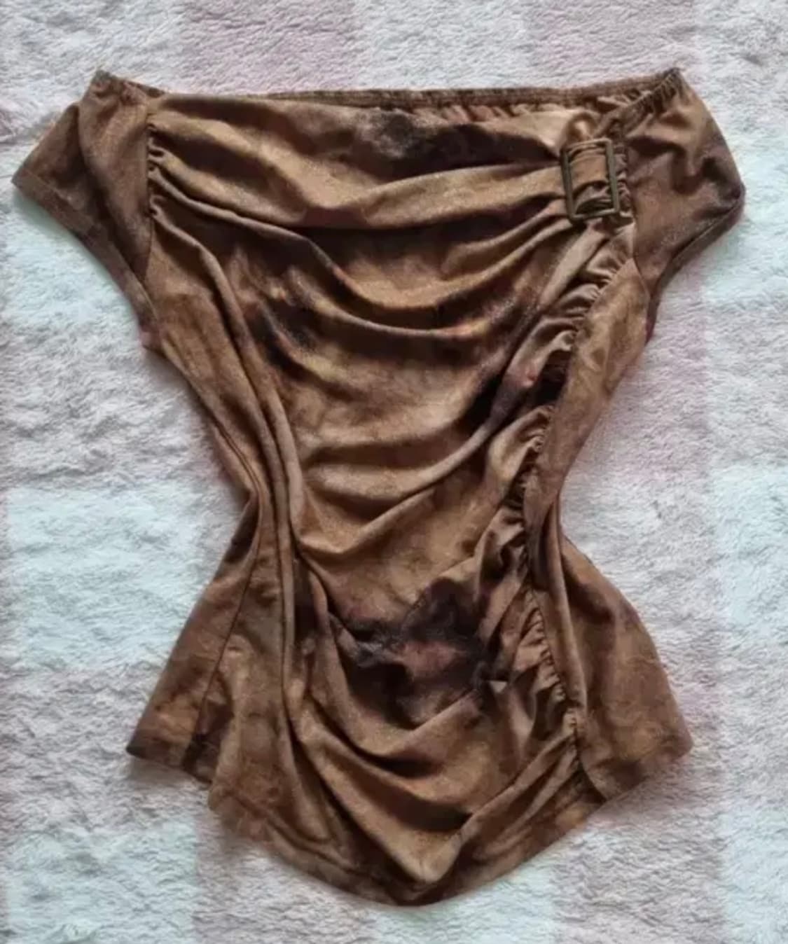빈티지 갸루 y2k 셔링 탑 브라운 상품이미지1