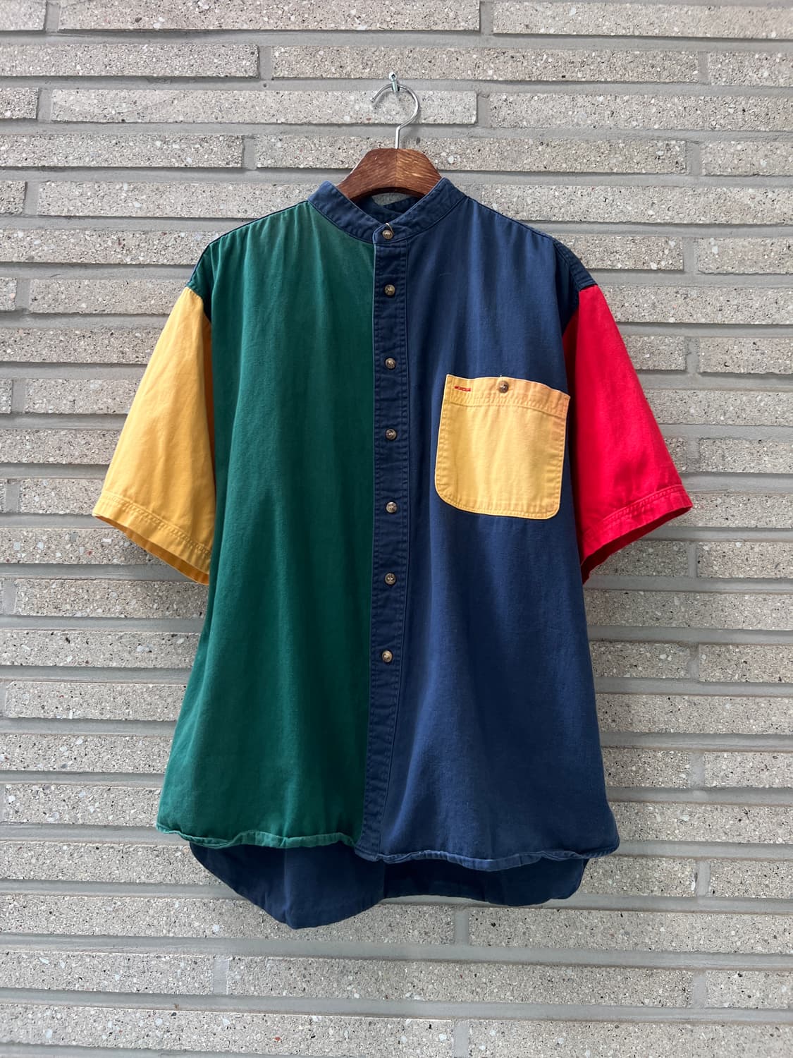 [L]90's USA 빈티지 멀티컬러 헨리넥 셔츠 상품이미지2