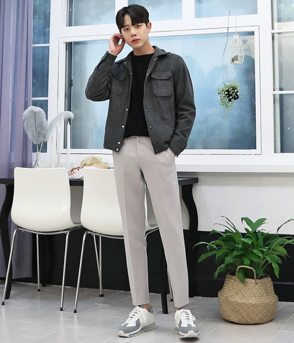 [L-XL] 차콜 그레이 스웨이드 자켓 상품이미지3