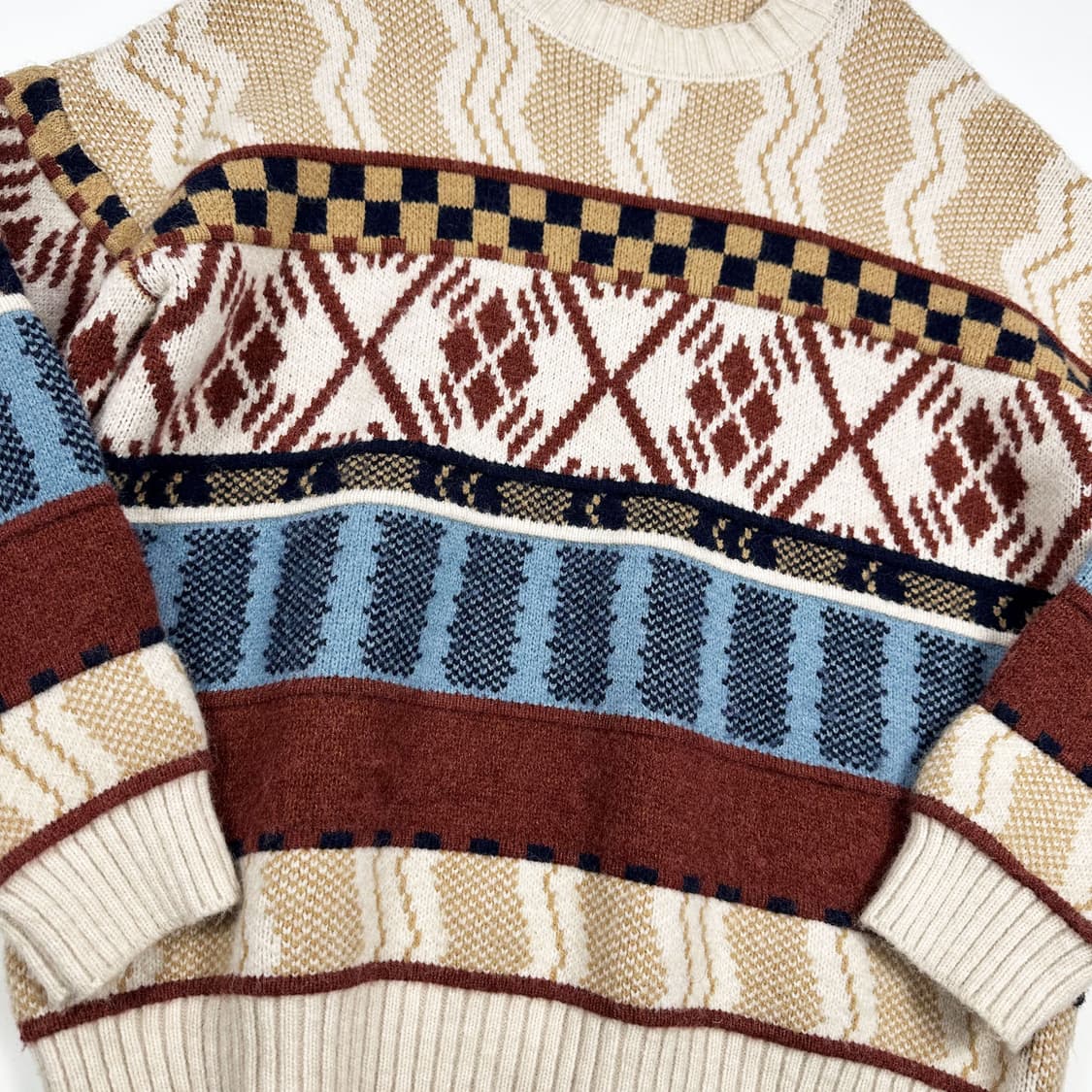 VTG 빈티지 노르딕패턴 헤비웨이트 니트 아이보리 M 상품이미지3