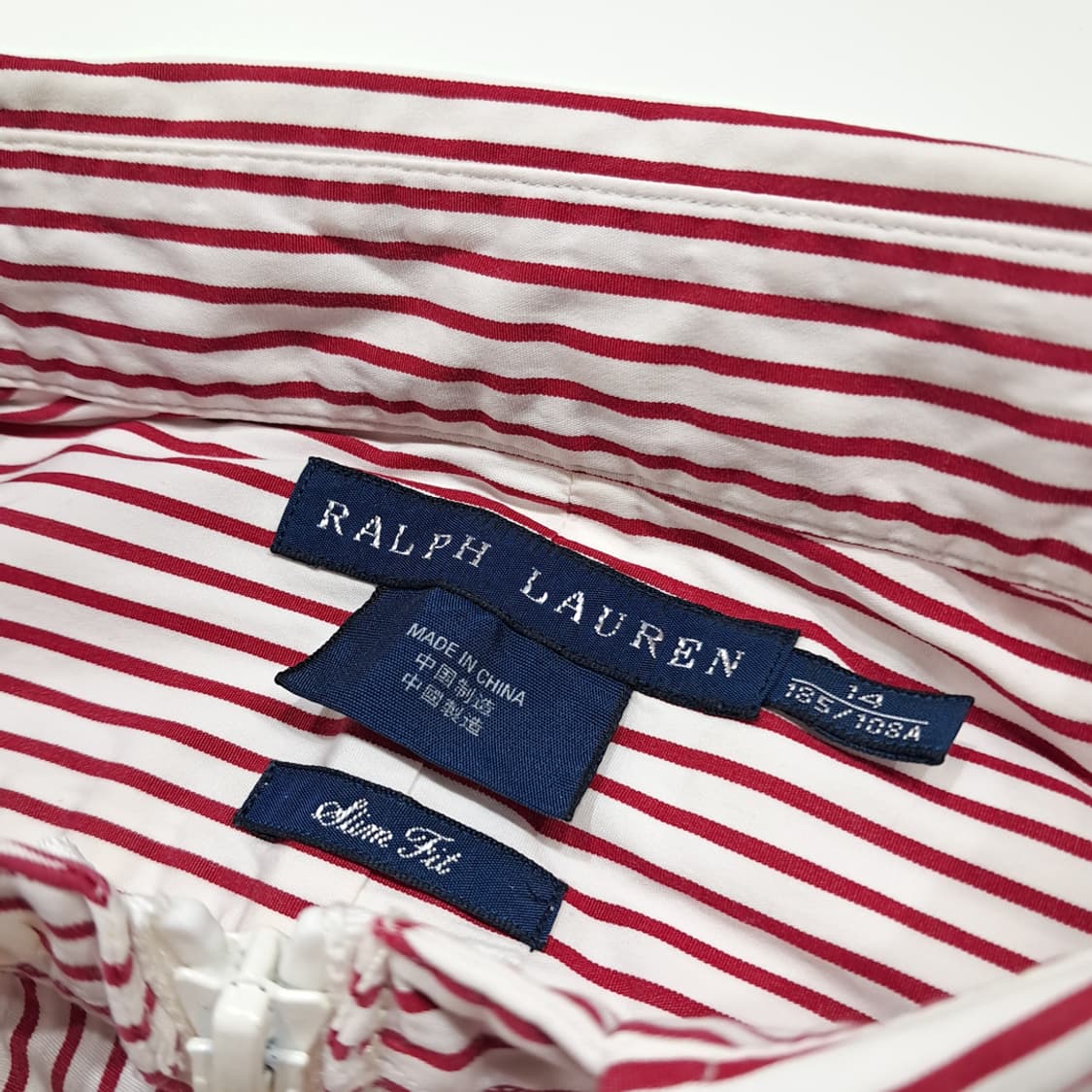 CL793 FREE 폴로 레드 스트라이프 리메이크 크롭 집업 셔츠 상품이미지3