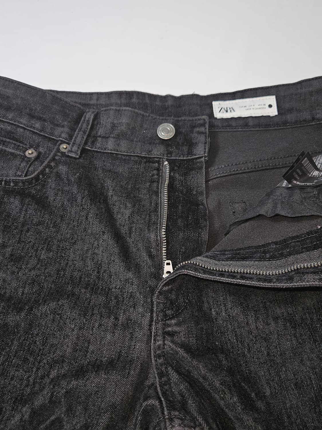 자라 ZARA 옴므 워싱 스웨이드 흑청 진 숏팬츠 하프 데님 28 상품이미지3