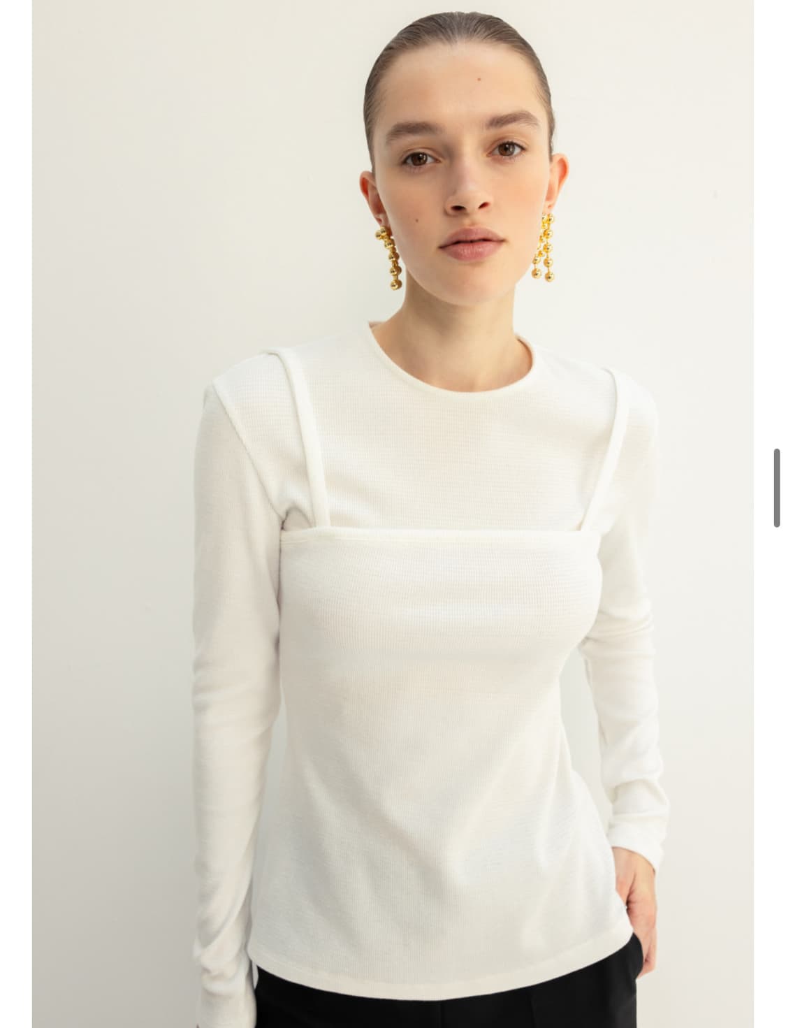 레이어드 뷔스티에 탑 화이트, 그레이 m 상품이미지4