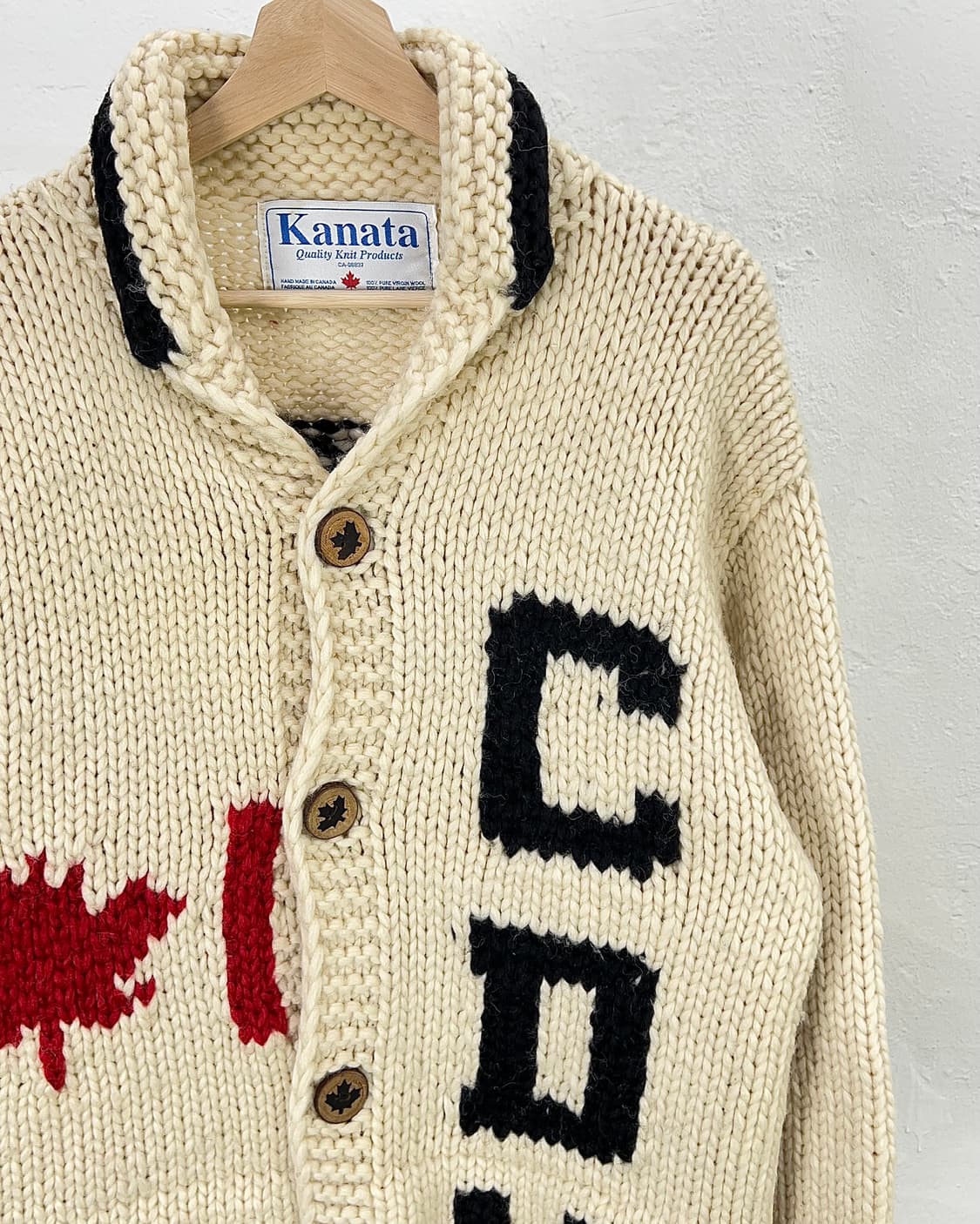 카나타 아이보리 캐나디아 니트 스웨터 울 코위찬 자켓 상품이미지3
